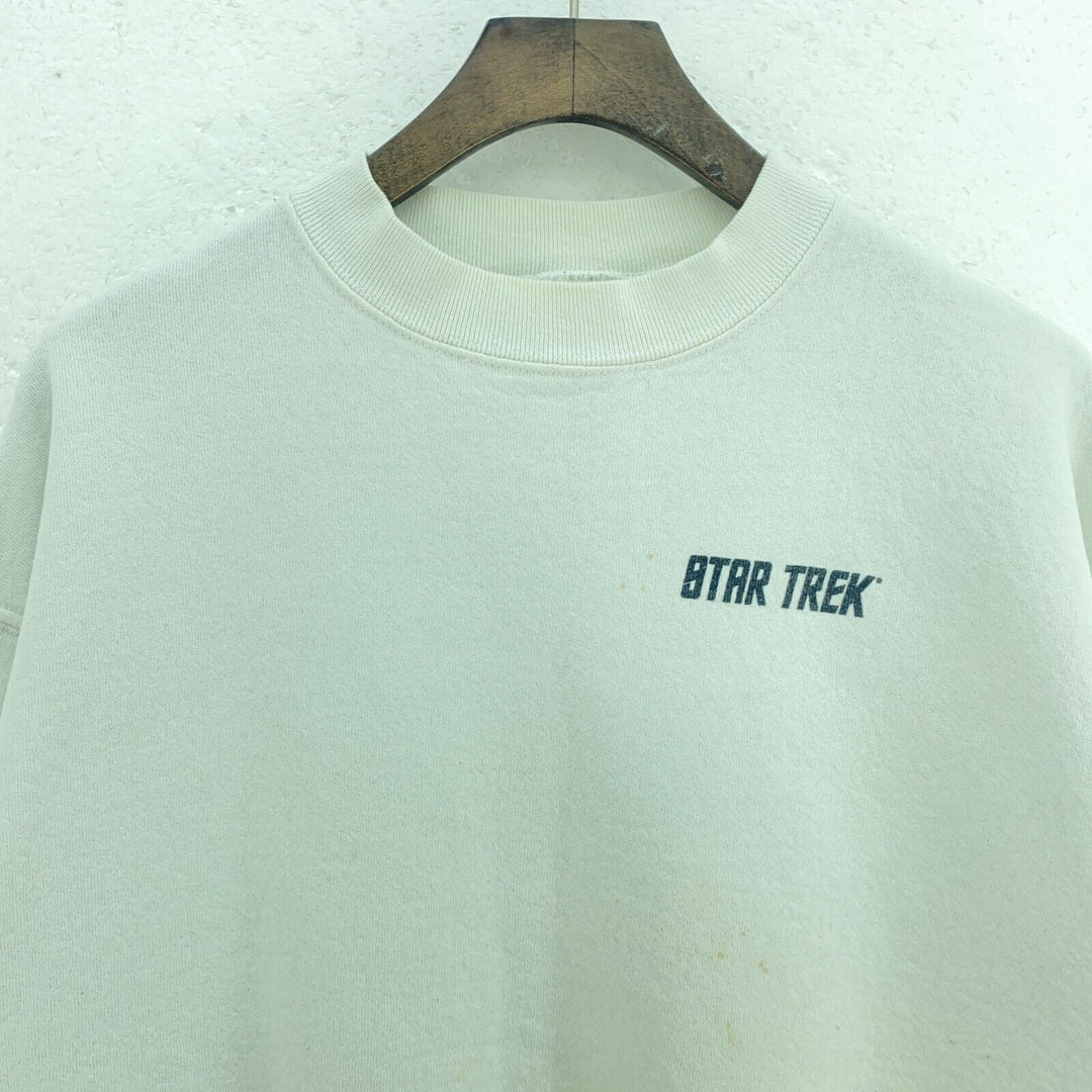 Vintage Star Trek 1993 Logo White Crew Neck Sweatshirt Size XL