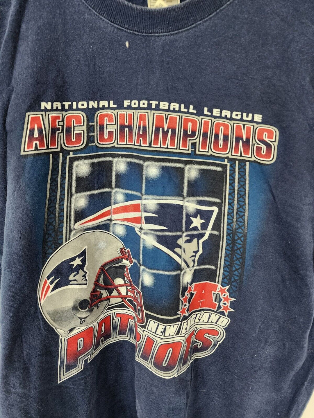 Vintage 2001 New England Patriots AFC Champions T-Shirt Blue Size XXL