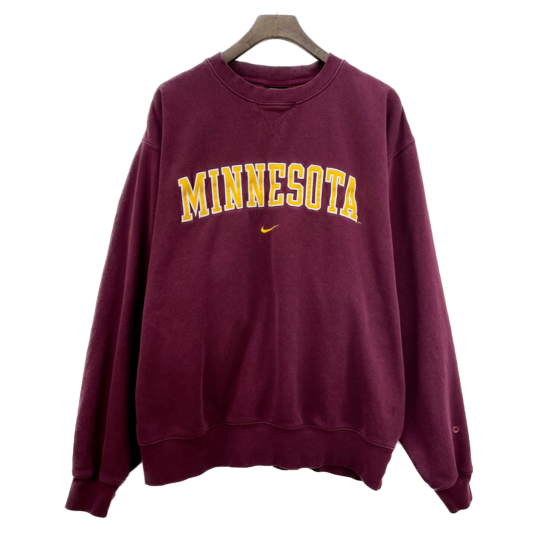 Vintage Nike Minnesota Spell Out Burgundy Sweatshirt Size L