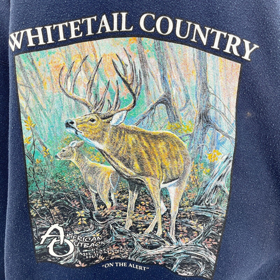 Vintage Whitetail Country Deer Navy Blue Sweatshirt Size XL