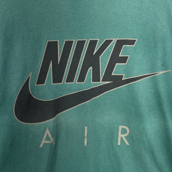 Vintage Nike Air Green T-shirt Big Swoosh Spell Out Black Tag Size L Made in USA