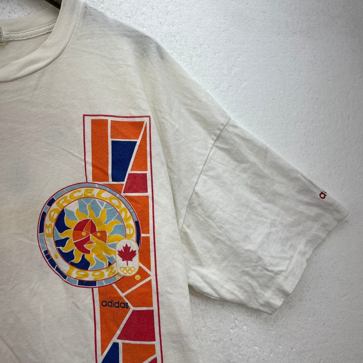 Vintage Adidas Barcelona 92 Olympics White T-shirt Size XL