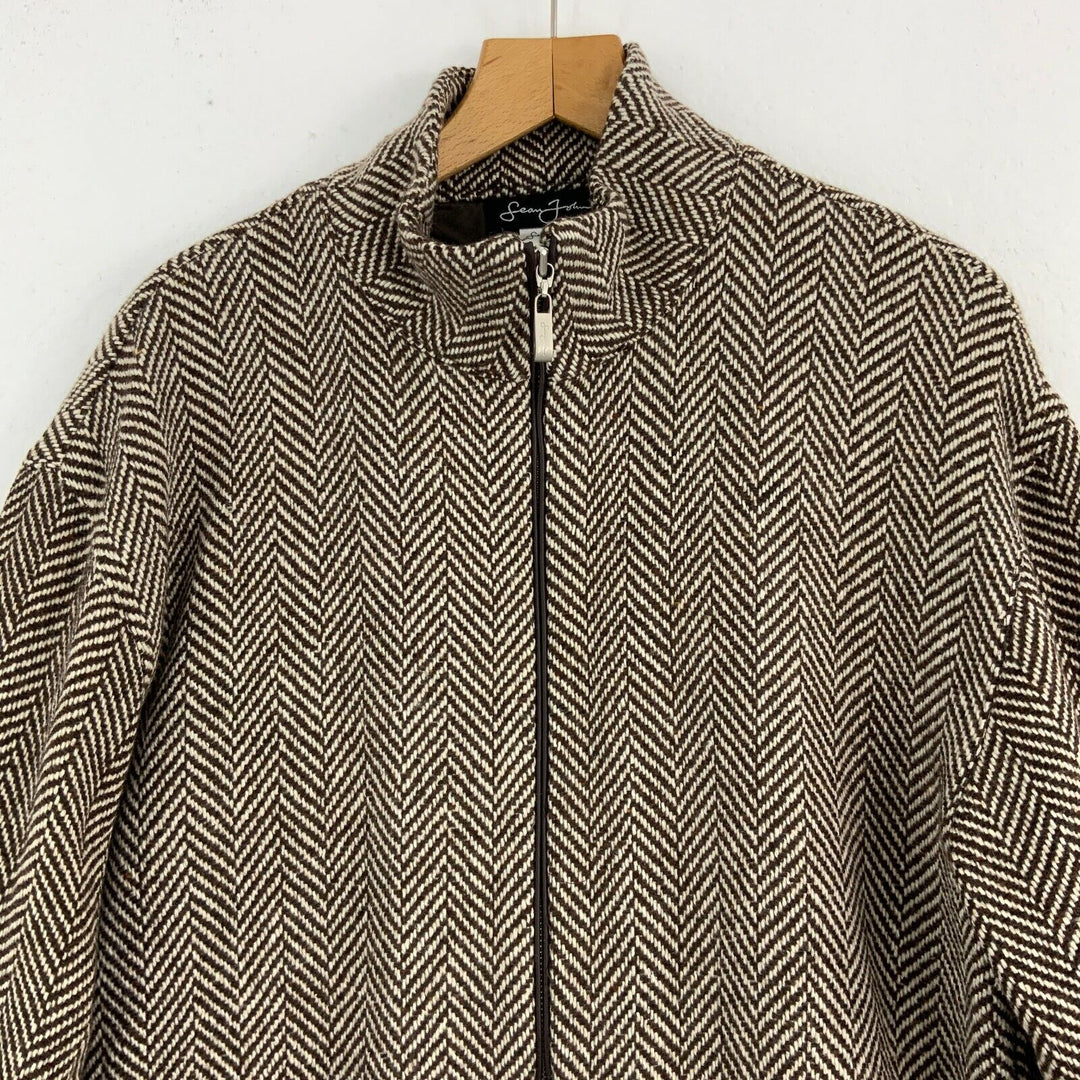 Sean John Herringbone Pattern Wool Coat Jacket Women's Size XL