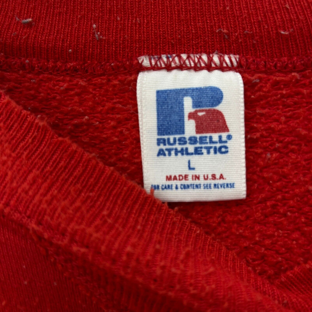 Vintage Russell Athletic Blank Sweat Shirt Red Size L Crew Neck 90s