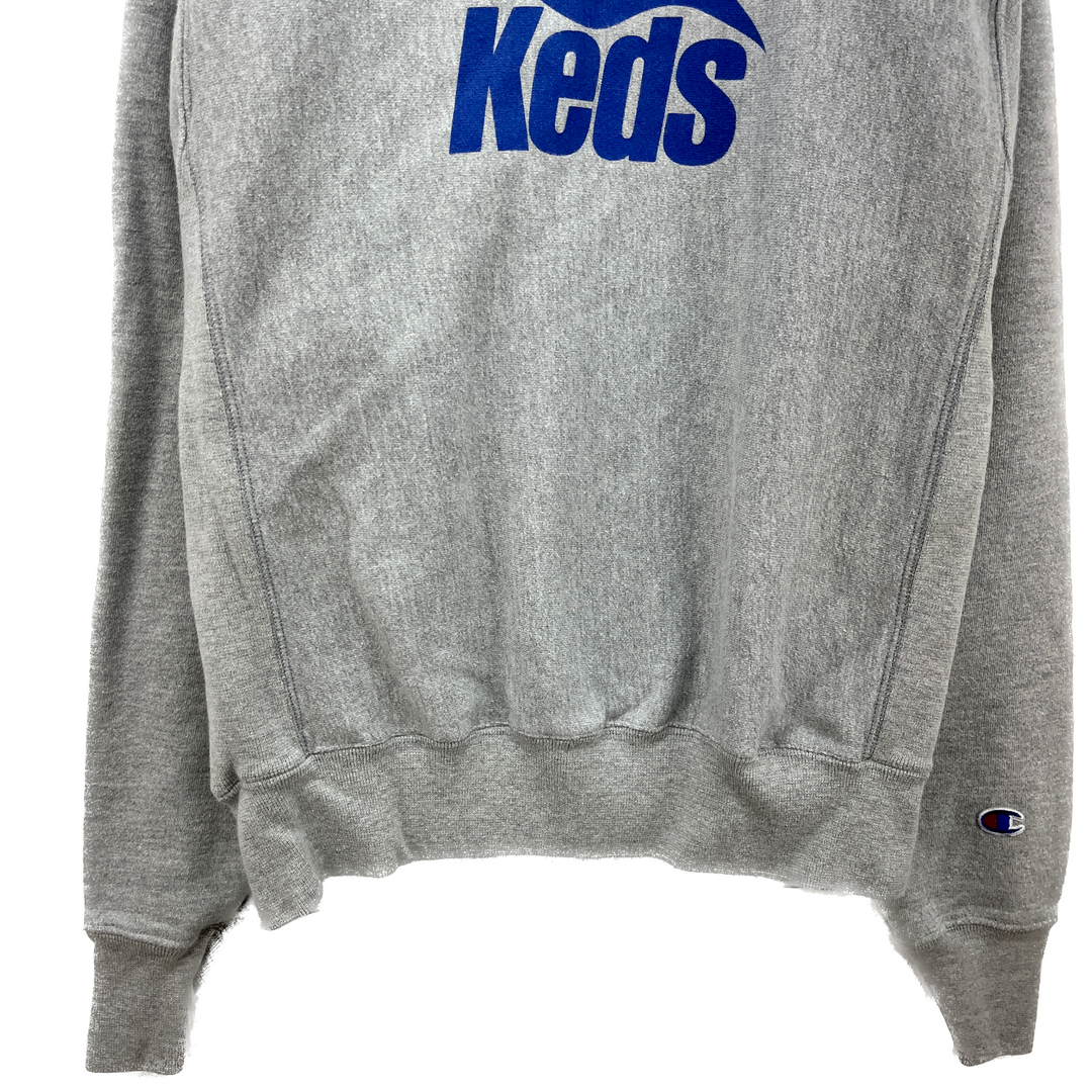 Vintage Champion Reverse Weave Keds Logo Gray Crew Neck Sweatshirt Size S