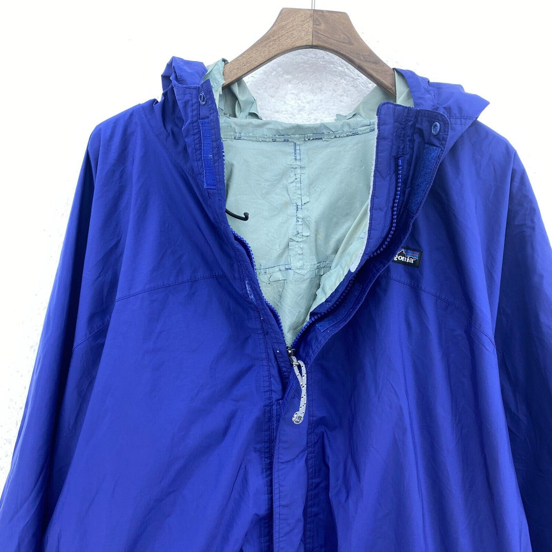 Patagonia Logo Full Zip Hooded Windbreaker Blue Jacket Size 2XL