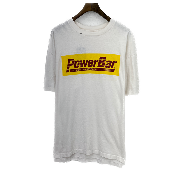Vintage Power Bar Athletic Energy Food White T-shirt Size XL