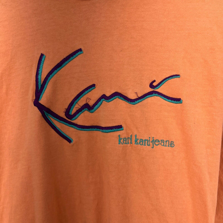 Vintage Karl Kani Jeans Orange Hooded T-shirt Size XL