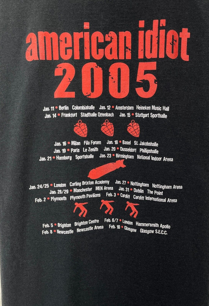 Vintage Green Day American Idiot 2005 Rock Band Black T-shirt Size L