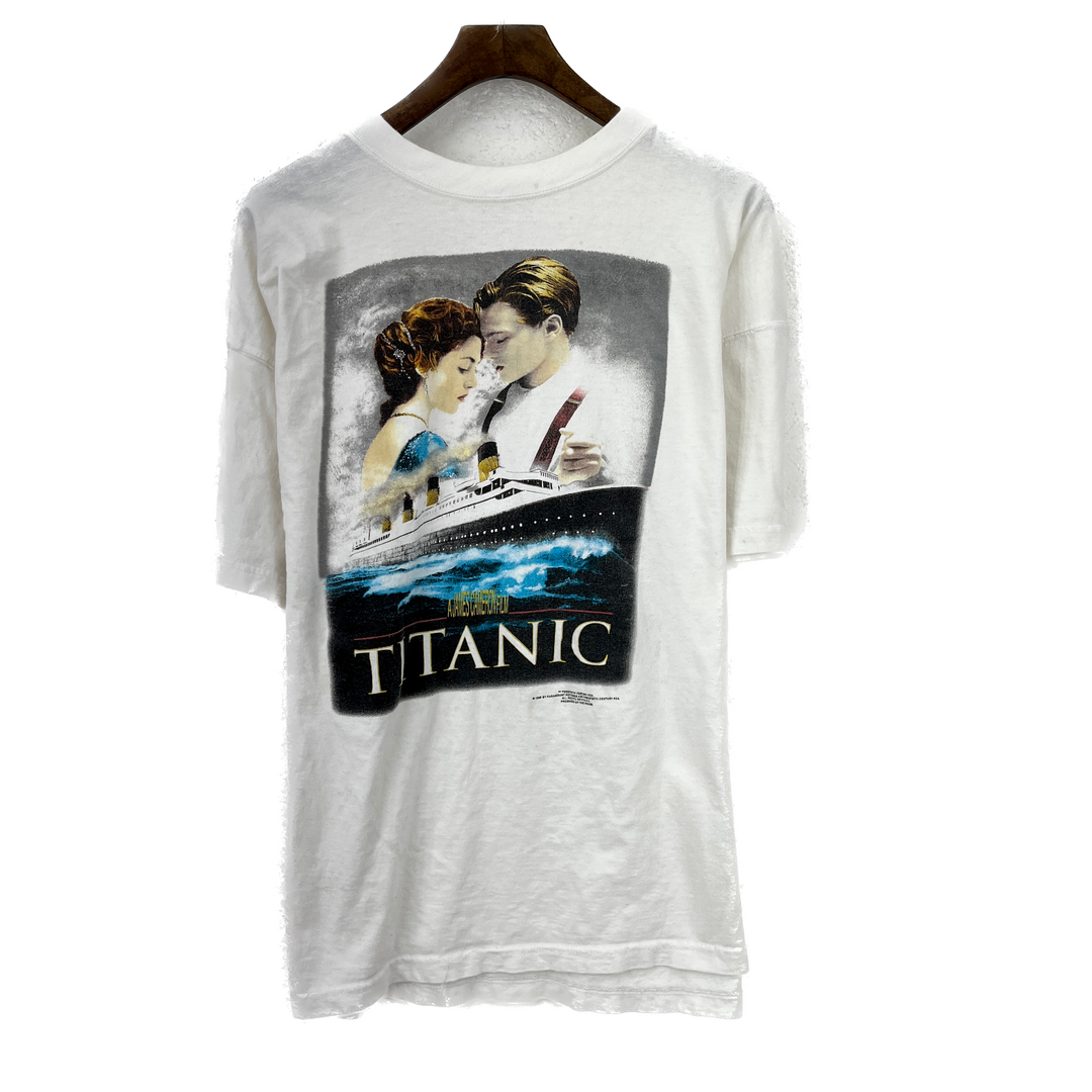 Vintage 1998 Paramount James Cameron Titanic Movie Promo White Size L T-Shirt