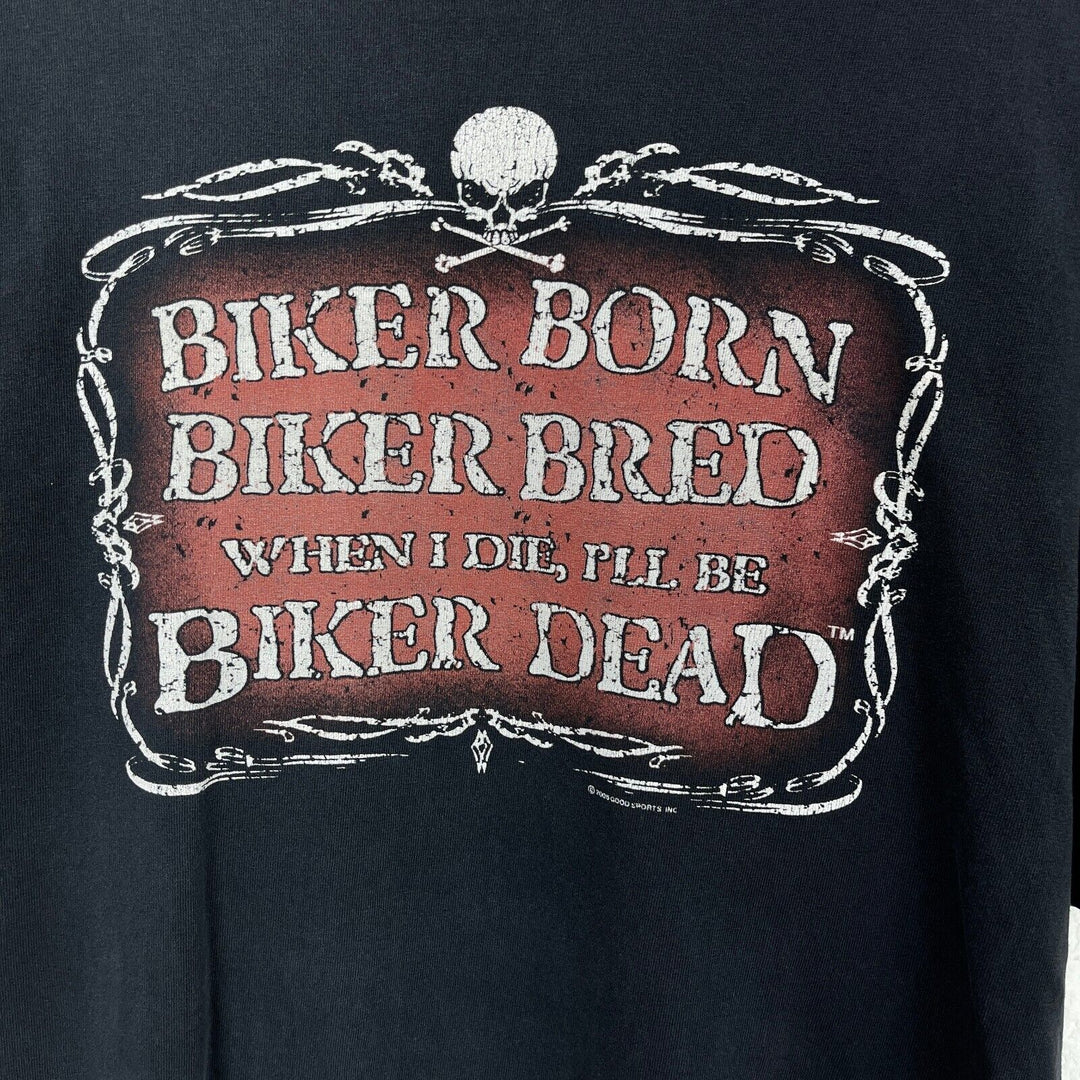 Vintage Biker Born Biker Dead Black T-shirt Size 2XL