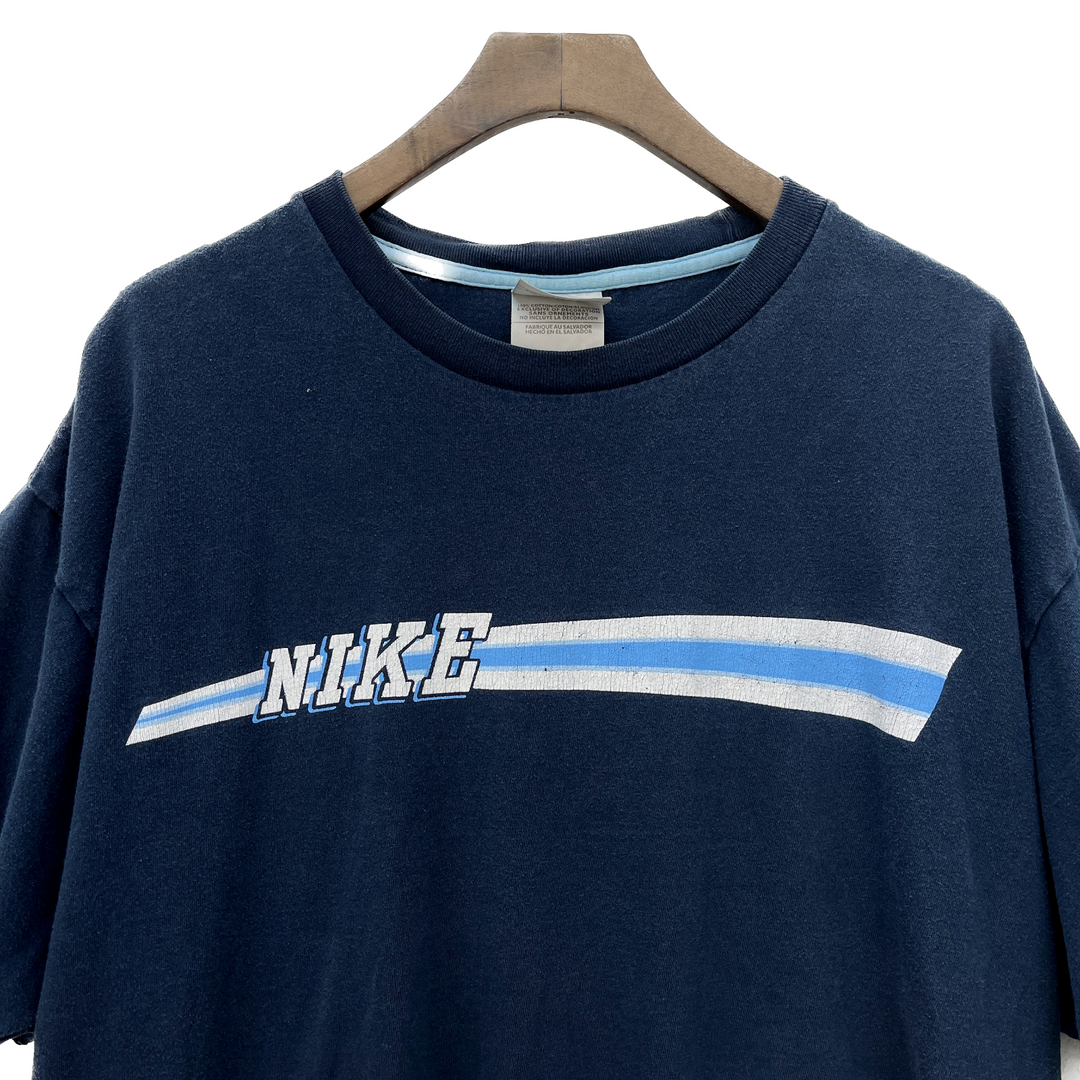 Vintage Nike Spell Out Logo Navy Blue T-shirt Size 2XL