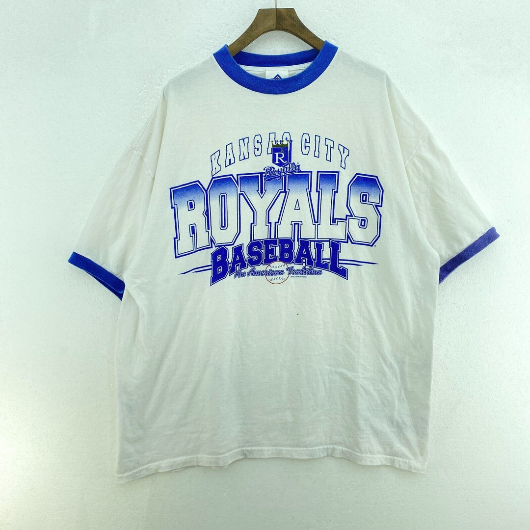 Vintage Kansas City Royals Baseball MLB 1996 Ringer White T-shirt Size XL