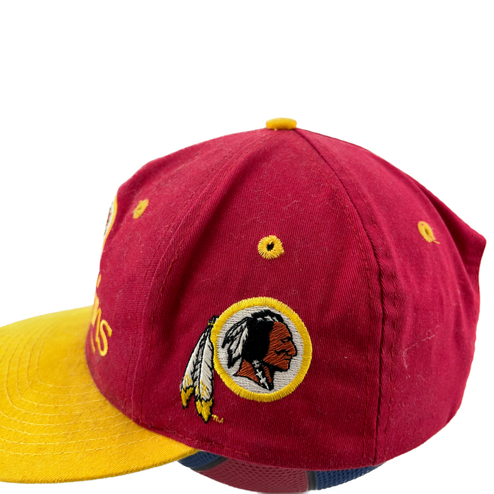 Vintage Washington Redskins Spellout Logo NFL Embroidered Trucker Cap Hat Red