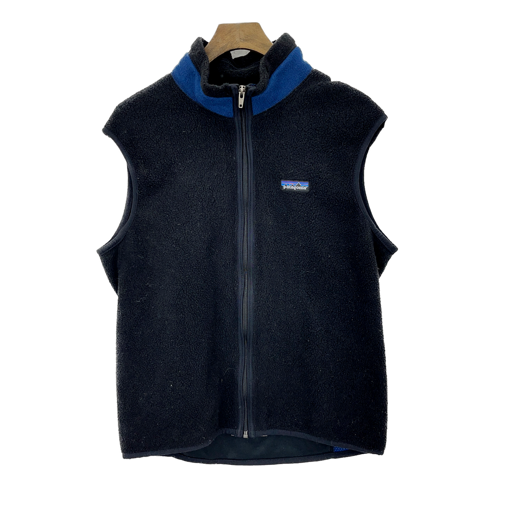 Vintage Patagonia Full Zip Black Fleece Vest Jacket Made in USA Size M