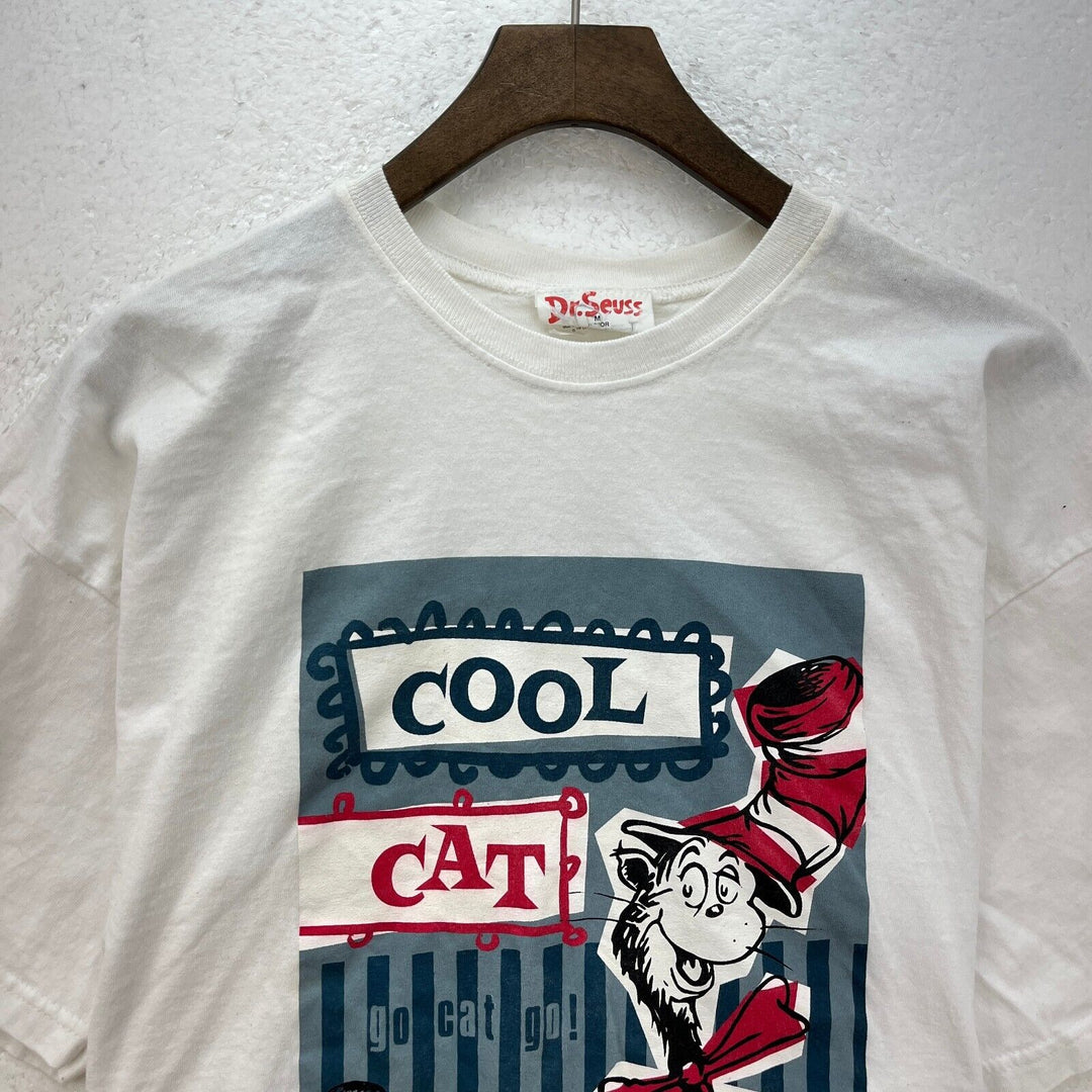 Vintage Cool Cat Go Cat Go Dr. Seuss 1995 White T-shirt Size M