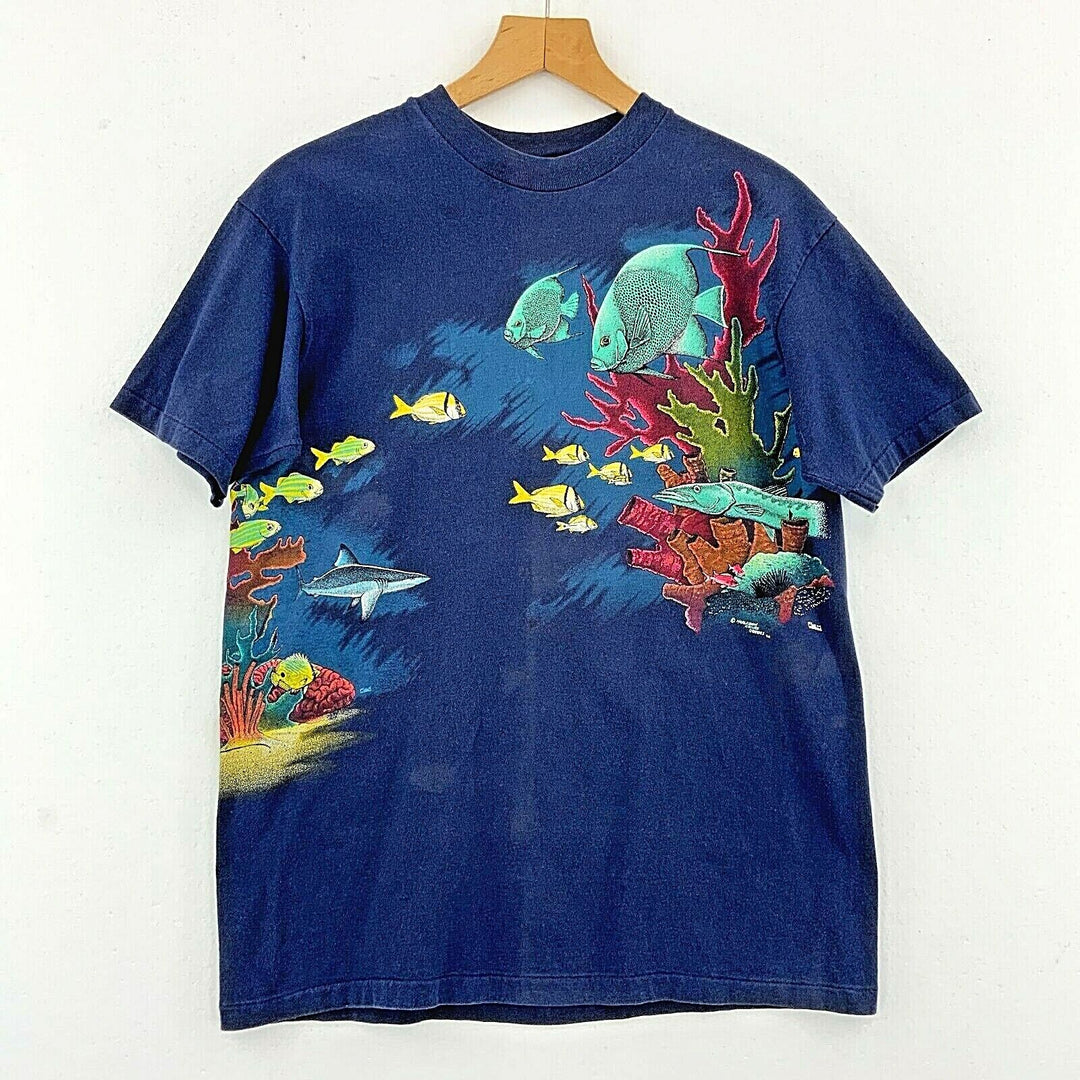 Harlequin Nature Graphics Sea Life Fish Vintage Blue Kids' T-shirt Size L