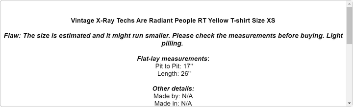 Vintage X-Ray Techs Are Radiant People RT Yellow T-shirt Size XS