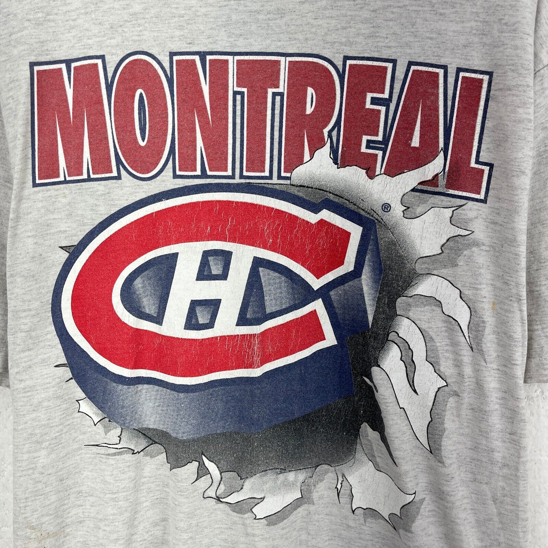 Vintage Nutmeg CCM Montreal Canadiens NHL Gray T-shirt Size XL