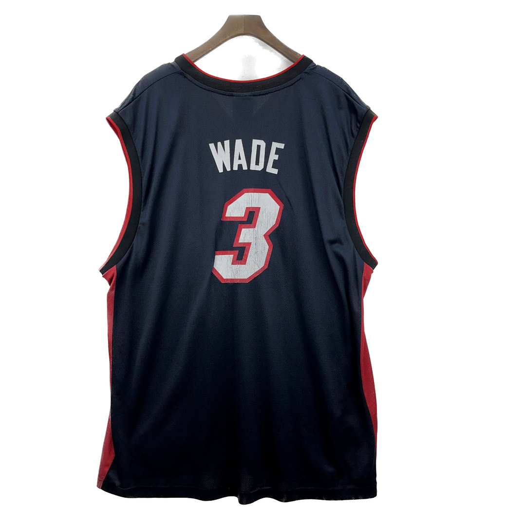 Vintage Reebok Miami Heat Dwyane Wade #3 NBA Black Basketball Jersey Size 2XL