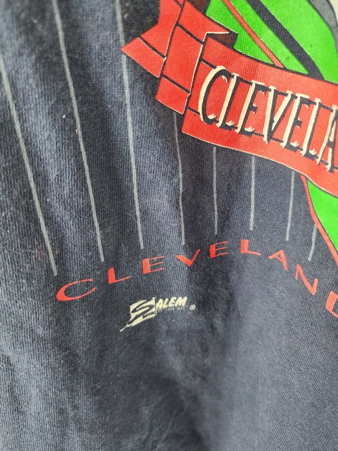 Vintage 90s Cleveland Indians Large Print T-shirt Single stitch L 1994 Salem