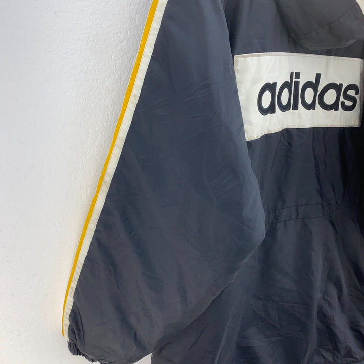 Vintage Adidas Embroidered Hooded Jacket Size M Black Full Zip Up