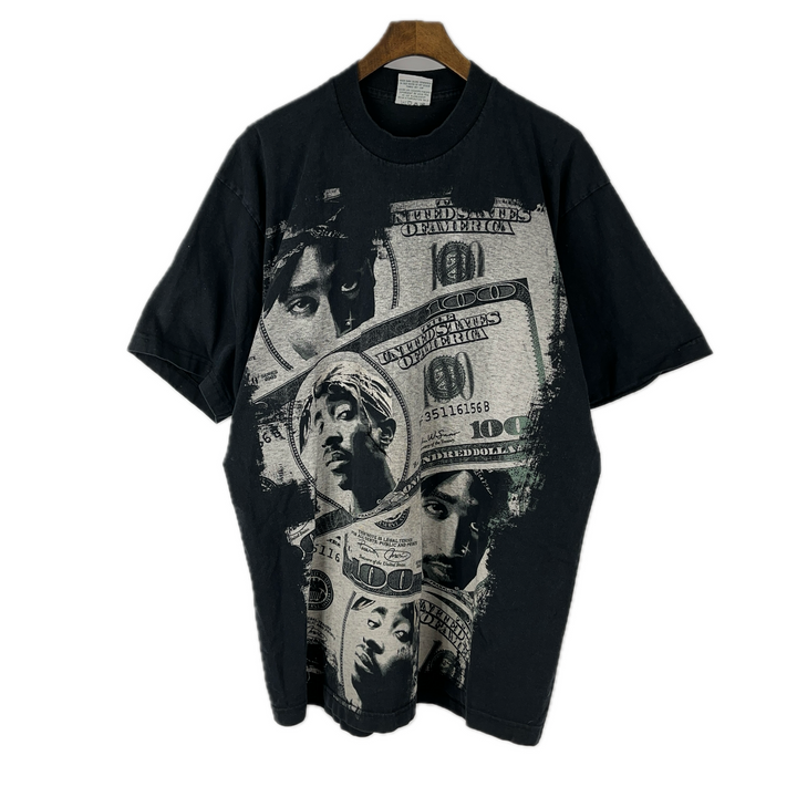 Vintage 2 Pac Shakur Bootleg Rap T-shirt Black Size XL Tall