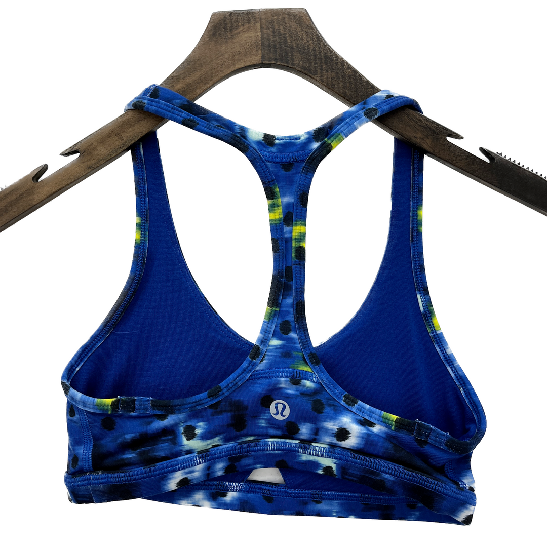 Lululemon Abstract Print Blue Sport Bra Activewear Top Size 2