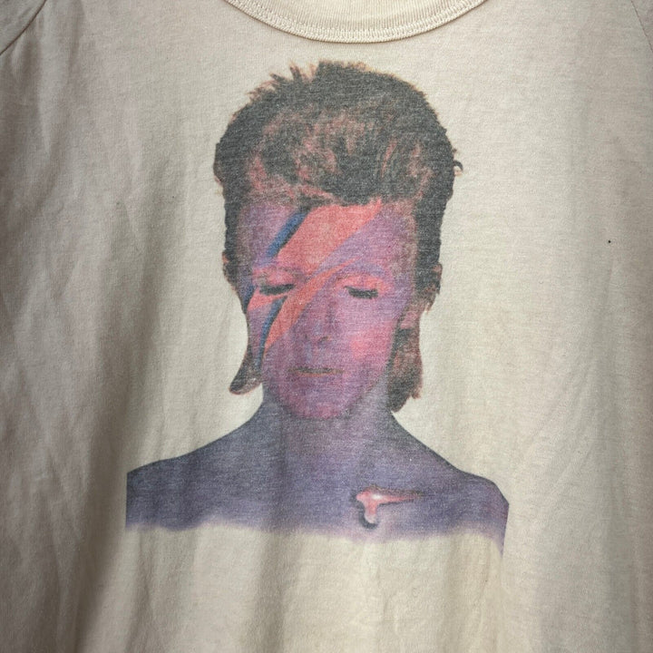 Vintage David Bowie Aladdin Sane Ziggy Stardust Punk Rock 70s Tan T-shirt Size M