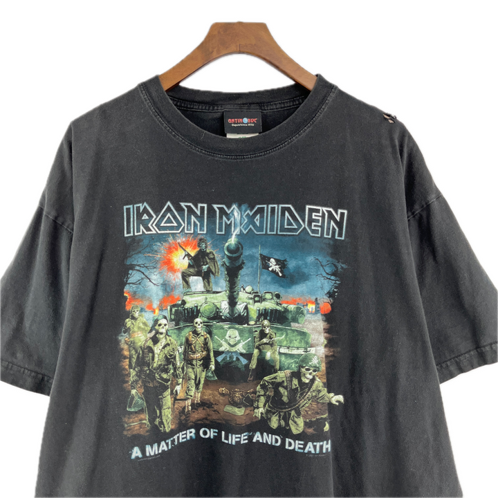 Vtg 2007 L Black Iron Maiden A Matter Of Life And Death Graphic Tour T Shirt