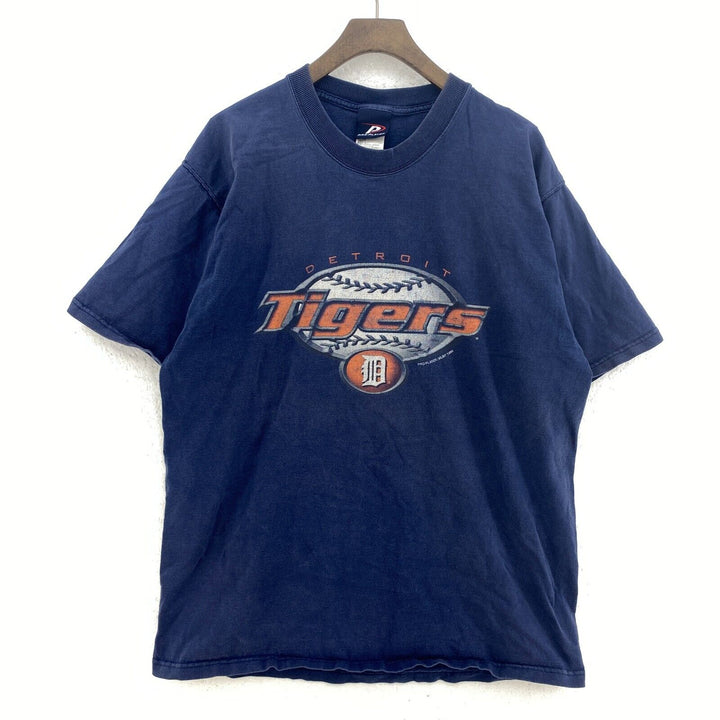 Vintage Pro Player Detroit Tigers MLB 1999 Navy Blue T-shirt Size L Tee
