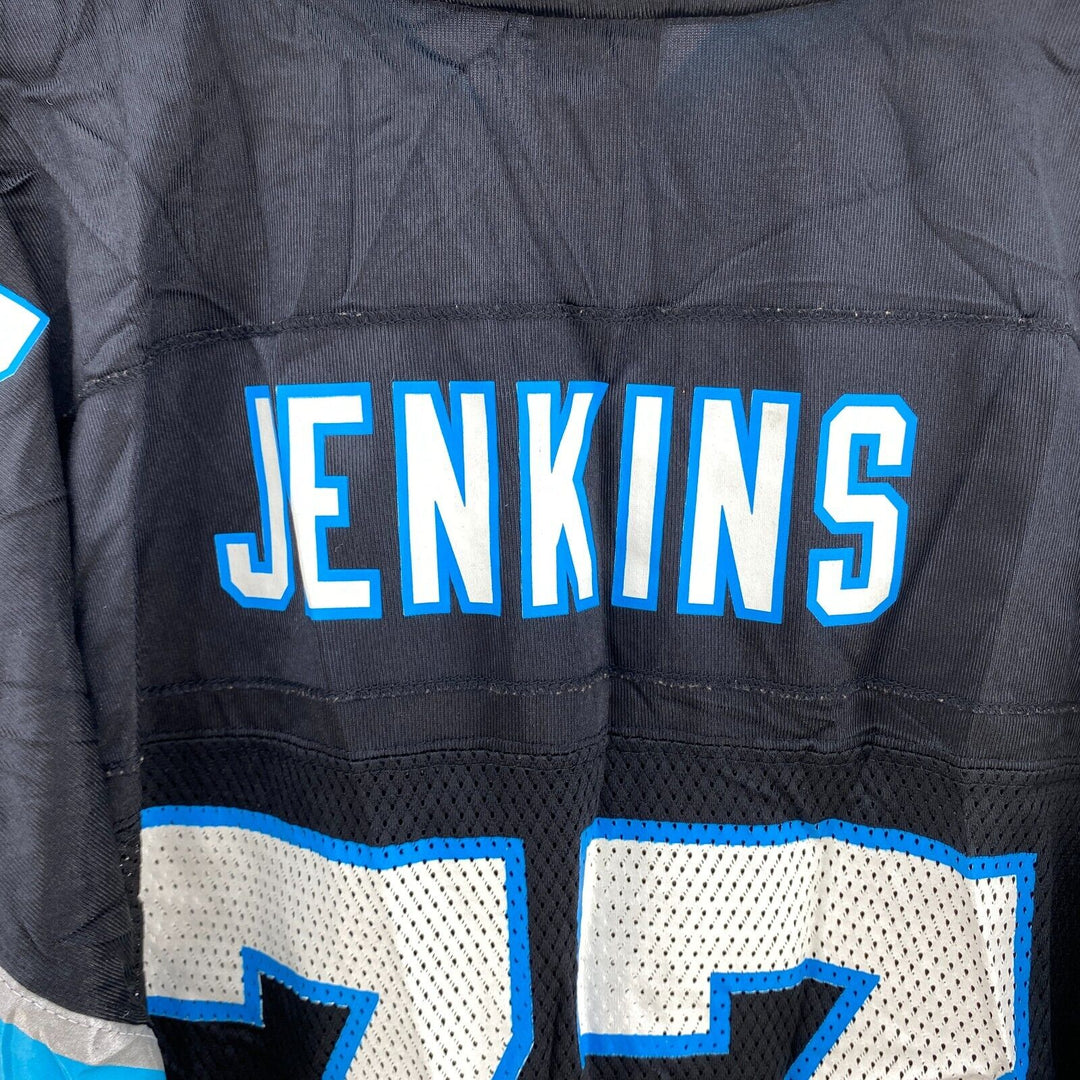 Vintage Reebok Carolina Panthers NFL 77 Jenkins Black Jersey Size 2XL