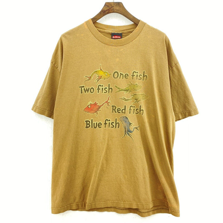 Dr. Seuss Fish Count One Fish Two Fish Brown T-shirt Size XL