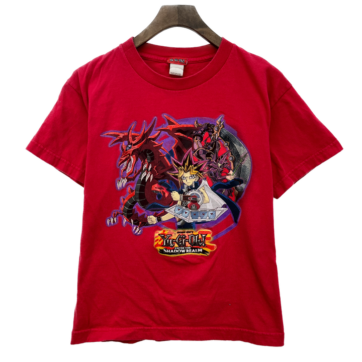 Vintage Yu-Gi-Oh Enter The Shadow Realm Anime Red T-shirt Size M Kids