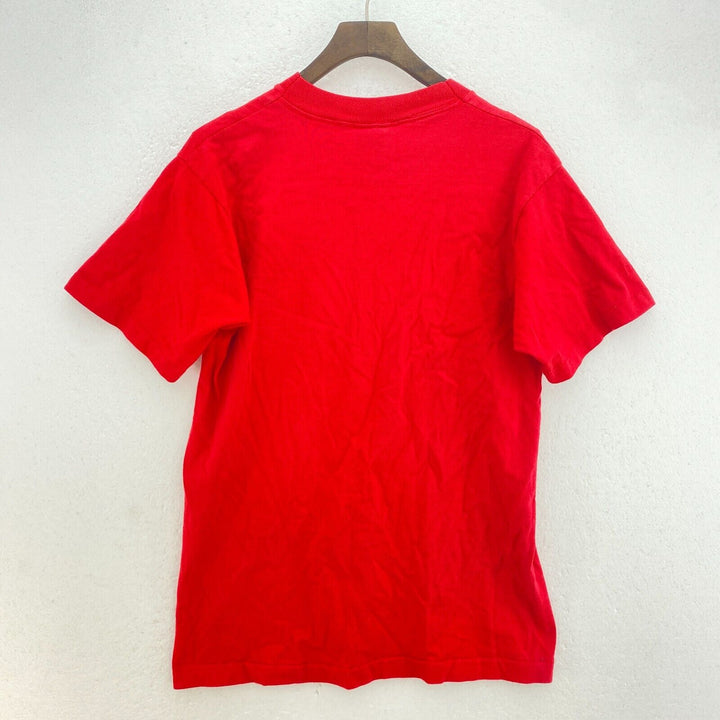 Vintage Red Crane Art Print Red T-Shirt Size M Single Stitch