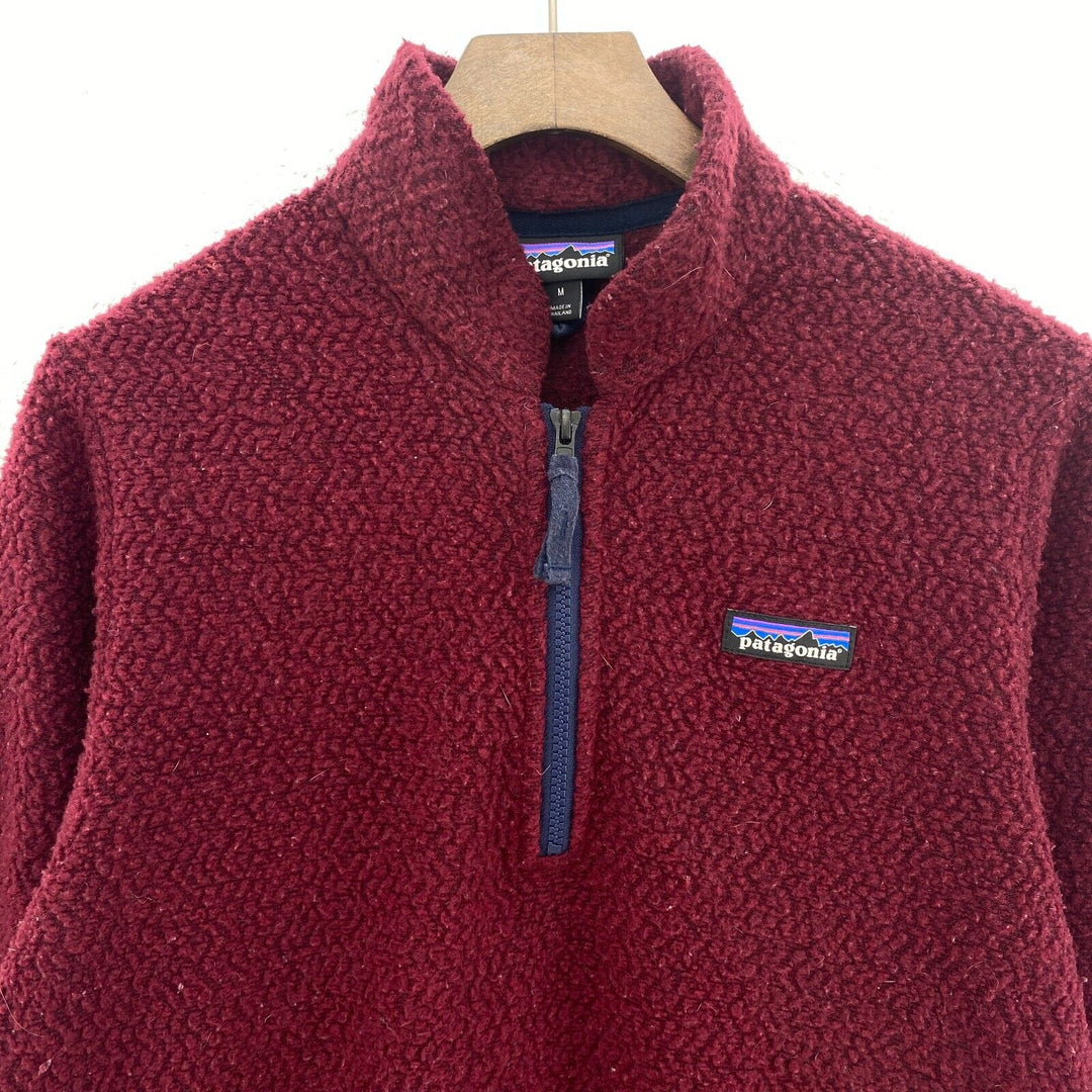 Vintage Patagonia Quarter Zip Fleece Pullover Sweatshirt Burgundy Red Size M