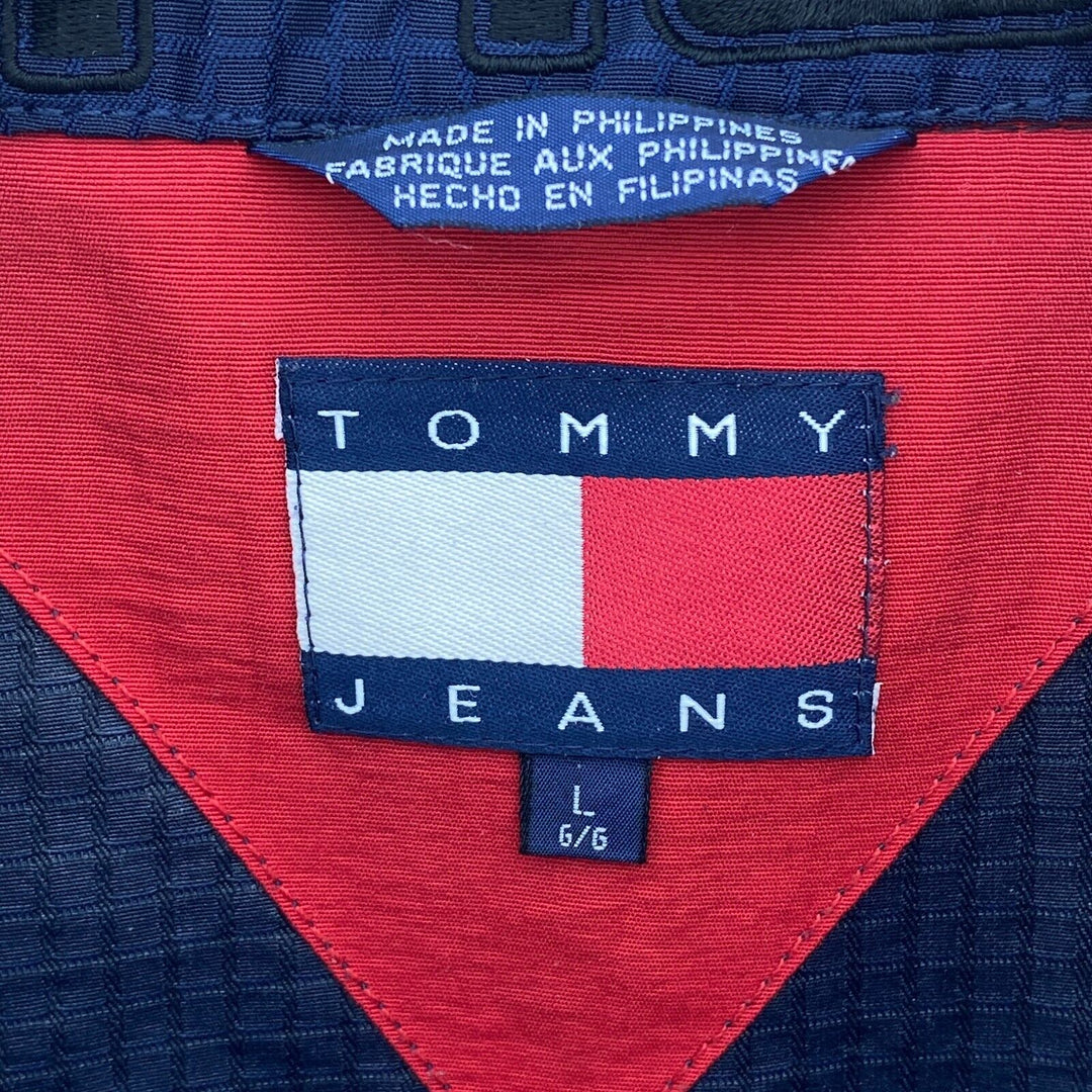 Tommy Hilfiger Logo Vintage Full Zip Navy Blue Ribstop Jacket Size L