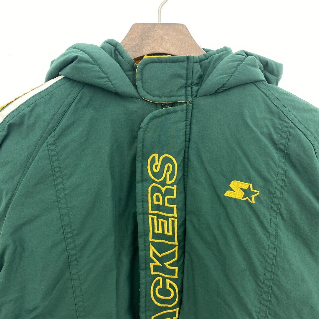 Starter Green Bay Packers Full Zip Green Hooded Insulated Jacket L Kids