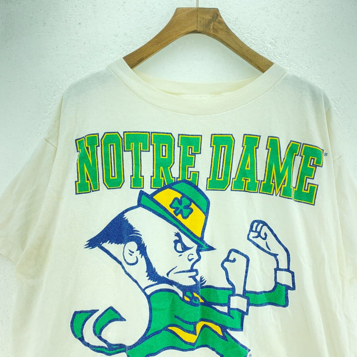 Vintage Notre Dame Fighting Irish NCAA College White T-shirt Size M Tee