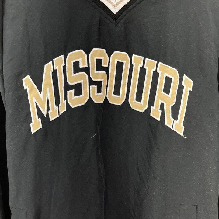 Vintage University Of Missouri V-Neck Pullover Windbreaker Black Size L