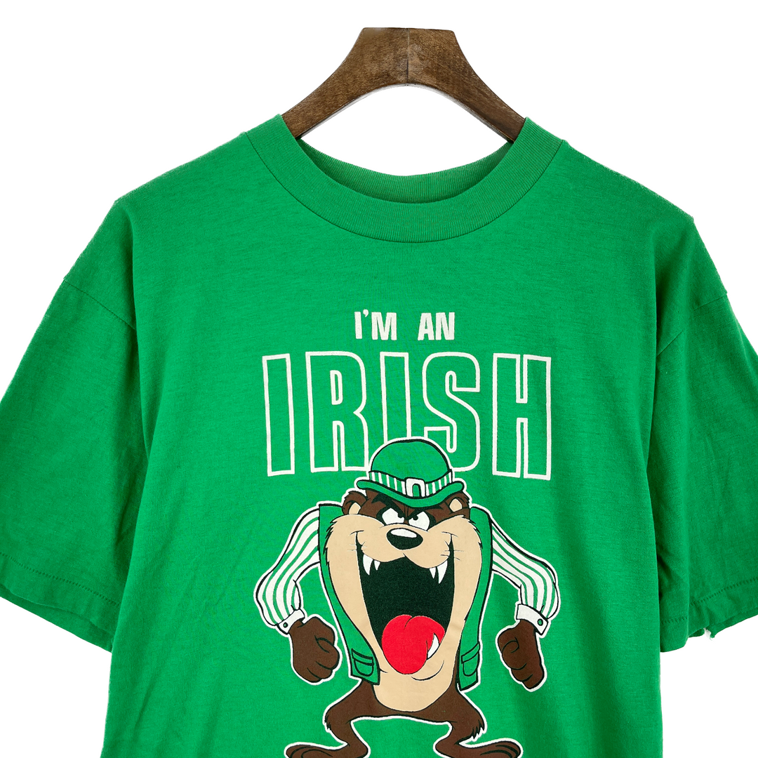 Vintage Tasmanian Irish Devil Looney Tunes T-Shirt 90s Green Size Medium USA