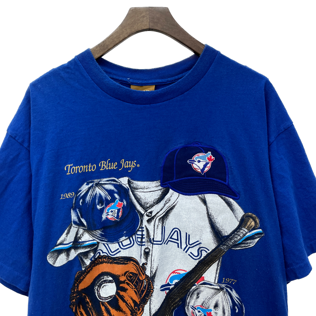 Toronto Blue Jays Nutmeg Baseball Vintage Graphic T-shirt Size L Blue MLB 90s