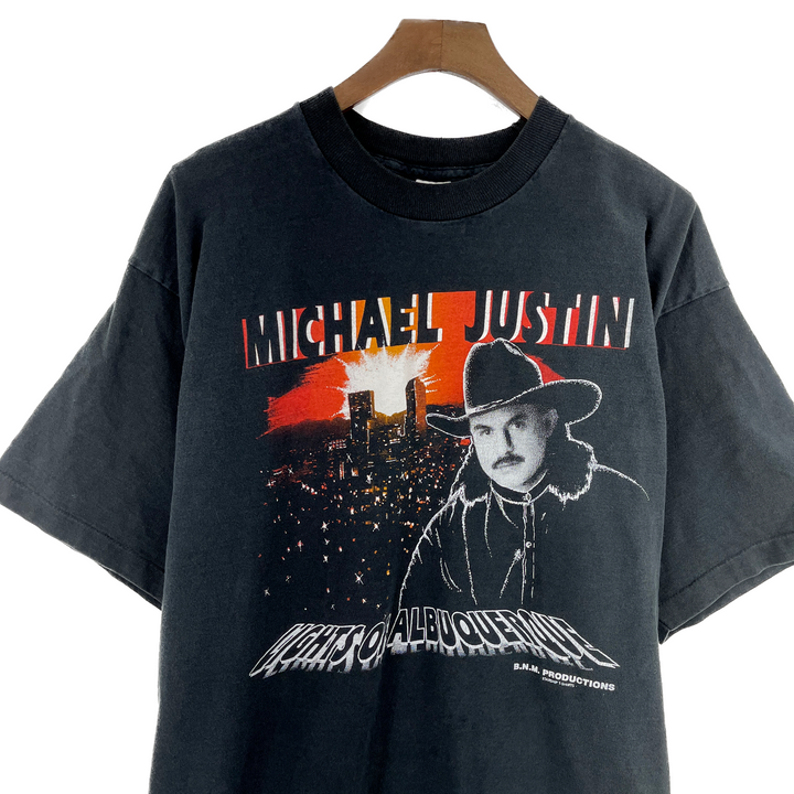 Vintage Country Singer Michael Justin Lights of Albuquerque Black T Shirt XL