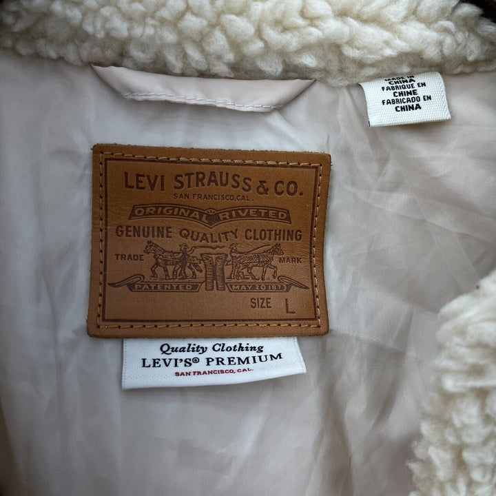 Levi Strauss Sherpa Jacket Cream Size L Snap Up