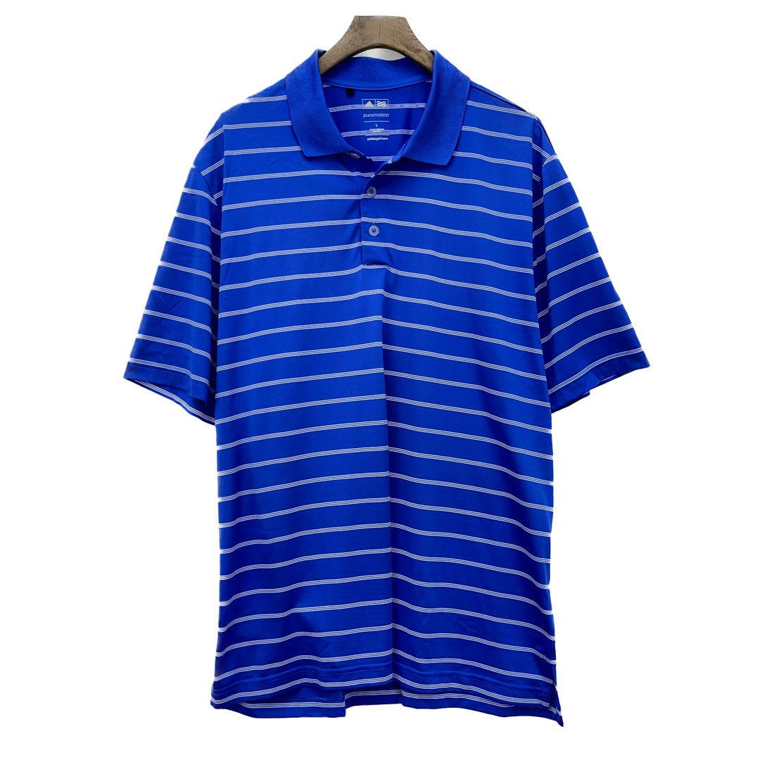 Adidas Golf Striped Blue Polo T-shirt Size L