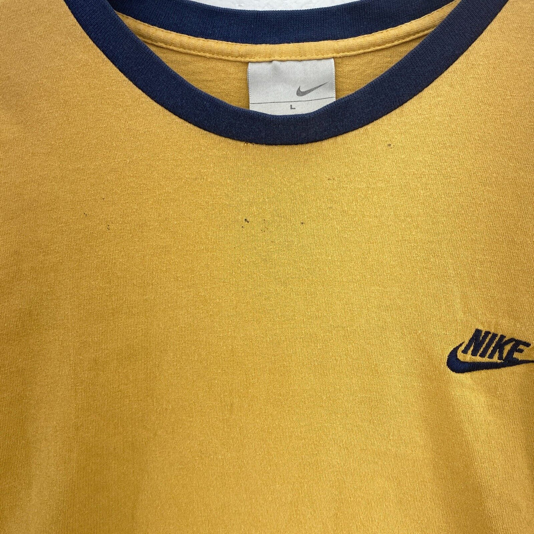 Nike Logo Swoosh Yellow Long Sleeve T-shirt Size L