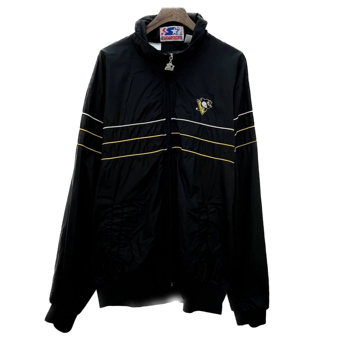 Vintage Starter Pittsburgh Penguins NHL Full Zip Black Light Jacket Size XL