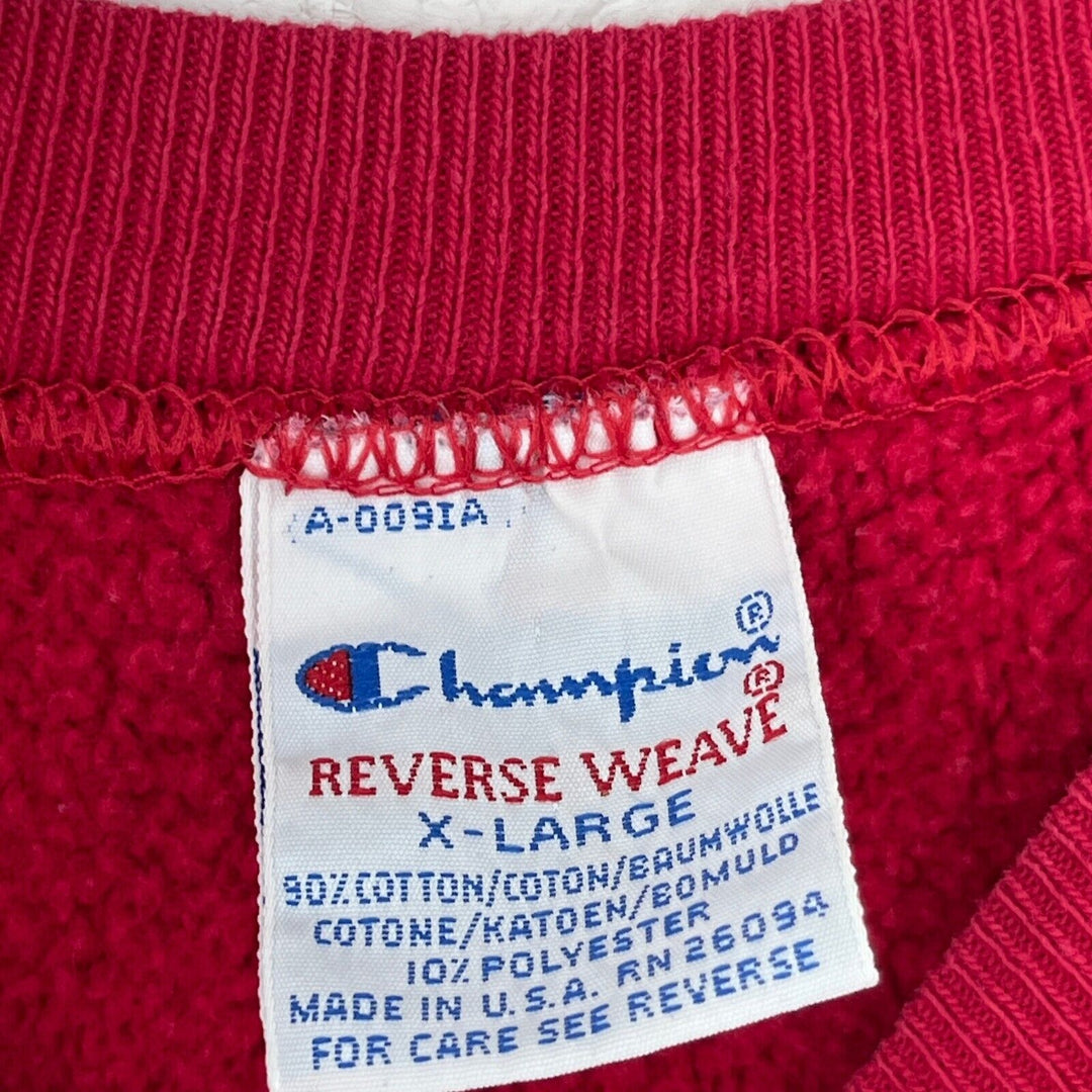 Vintage Red Champion Reverse Weave Hoodie Size XL BC Made in USA