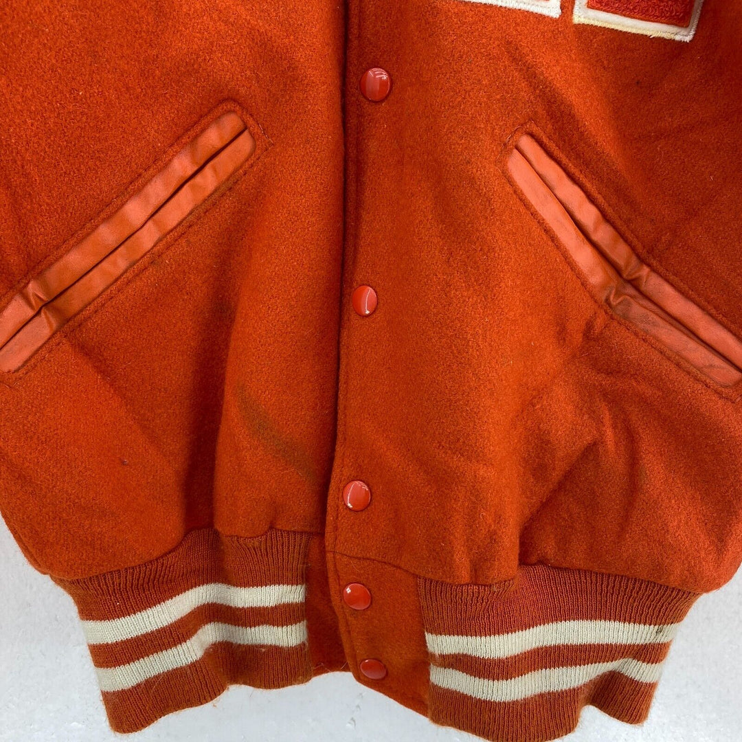 Vintage Orange Bomber Snapped A Letter Logo Jacket Size S Delong Hick