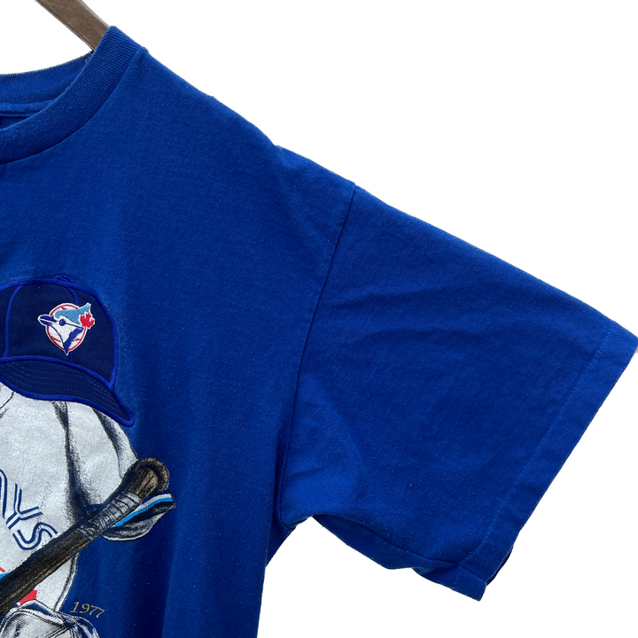 Toronto Blue Jays Nutmeg Baseball Vintage Graphic T-shirt Size L Blue MLB 90s